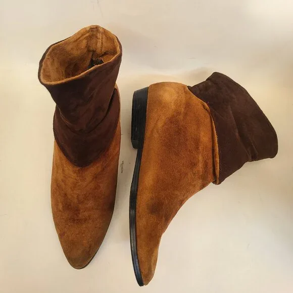 Vtg 80s 90s Impo Brown Ankle Slouch Boots 8 Boho Retro Robin Hood - Picture 9 of 16
